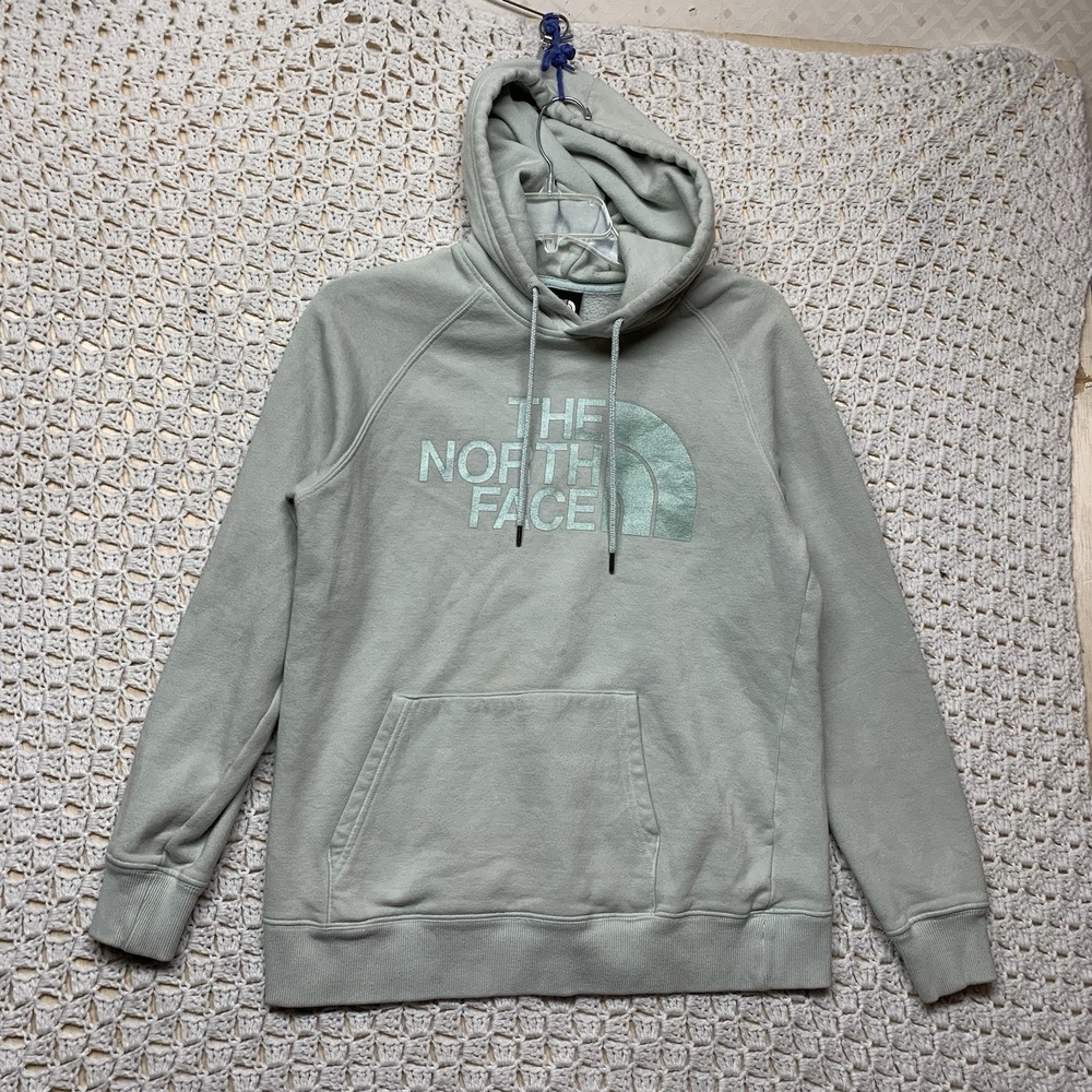 The North Face Pullover Hoodie Sweatshirt Womens Size S Green Logo Activewear